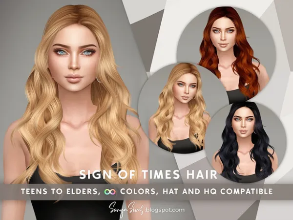 Alpha SIGN OF TIMES HAIR by SONYASIMS - The Sims 4 Custom Content