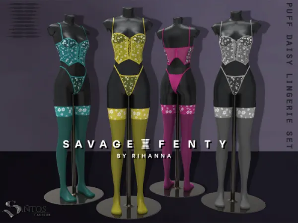 Alpha SAVAGE x FENTY PuffDaisyLingerieSet - The Sims 4 Custom Content