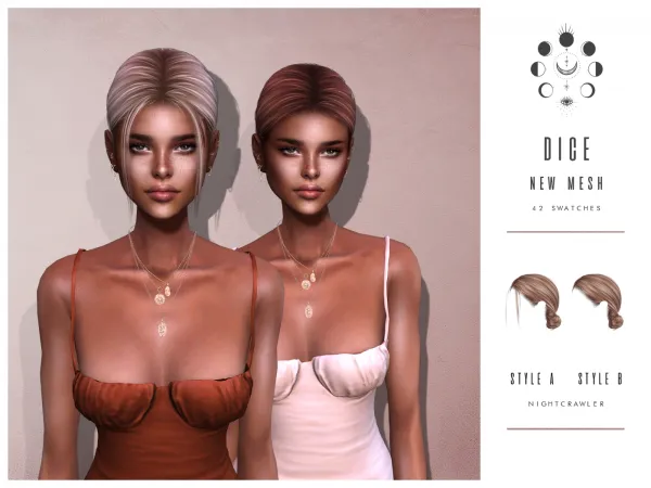Alpha nightcrawler dice hair - The Sims 4 Custom Content