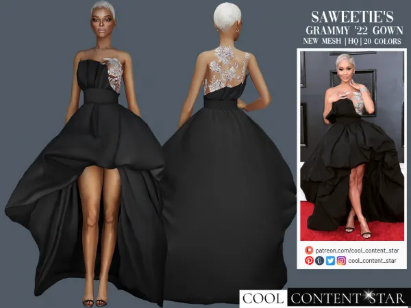 Alpha Saweetie'S Gown Grammy 2022 cool_content_star - The Sims 4 Custom Content