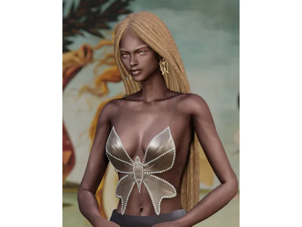 Alpha AREA Crystal Butterfly Top bitter by wonder - The Sims 4 Custom Content