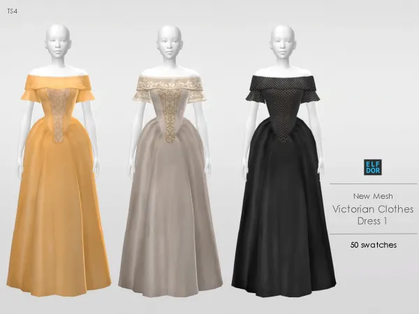 Maxis Match Victorian Clothes Set Dress 1 - The Sims 4 Custom Content