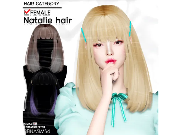 Alpha Natalie hair by Reina Sims4 - The Sims 4 Custom Content