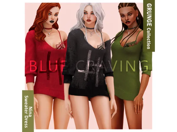 Blue Craving - Nina Grunge Sweater Dress