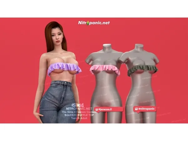 Alpha SQUEEZE RUFFLE TOP - The Sims 4 Custom Content