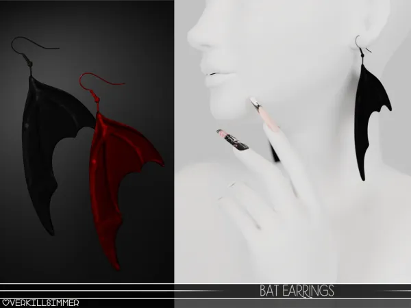 Alpha Bat earrings by overkillsimmer - The Sims 4 Custom Content