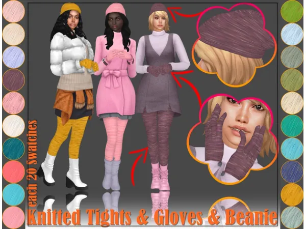 Maxis Match Knitted Tights Gloves Baenies by Annett's Sims 4 Welt ASW - The Sims 4 Custom Content