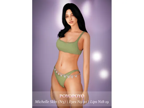Alpha [poyopoyo] Michelle Skin Set Skin N5 Eye Contacts N9 10 Lips N18 19 - The Sims 4 Custom Content