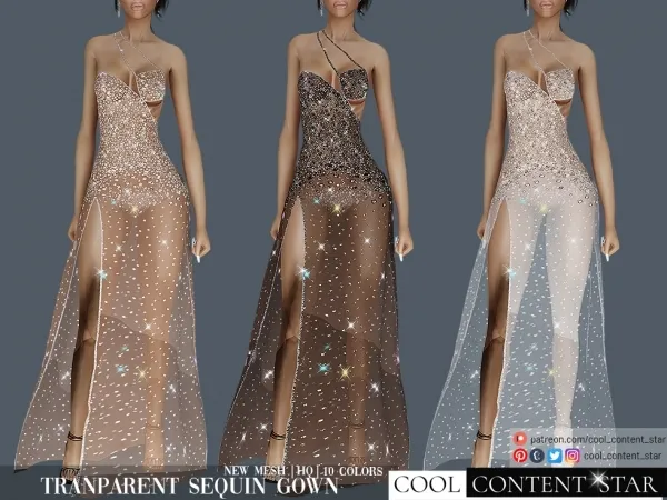 Alpha Diamond Sheer Gown cool_content_star - The Sims 4 Custom Content