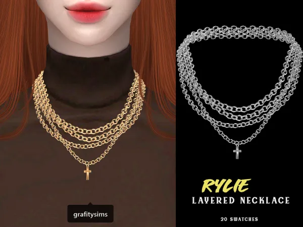 Alpha Rylie Layered Necklace - The Sims 4 Custom Content