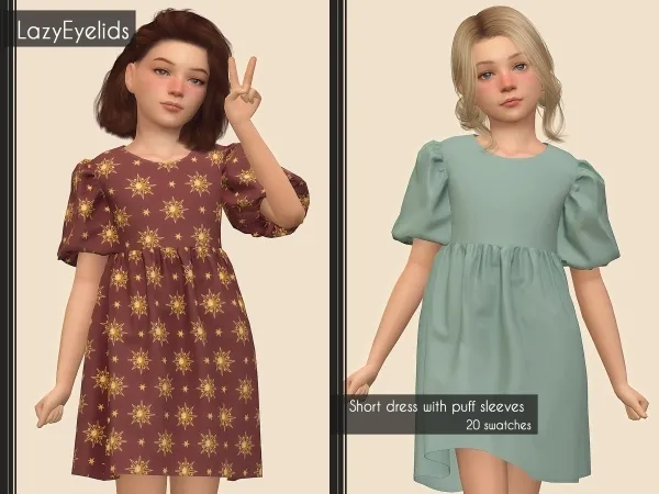 Short Dress With Puff Sleeves - The Sims 4 custom content