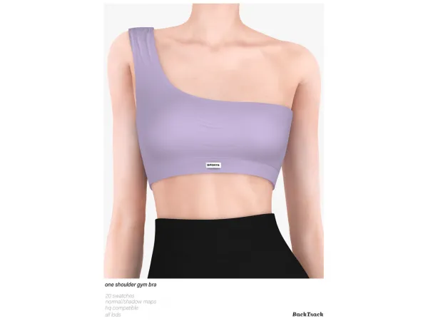 Alpha One Shoulder Gym Bra High Rise Fishnet Gym Leggings by BackTrack - The Sims 4 Custom Content