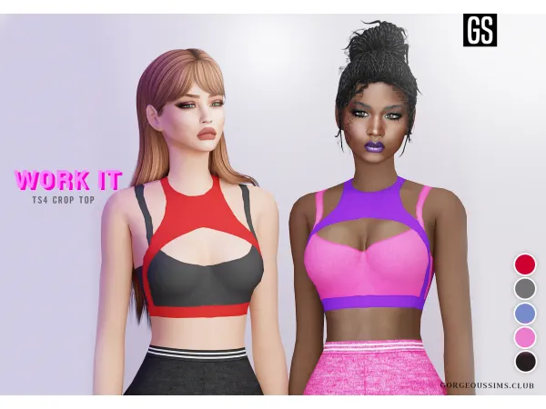 Mix Work It Crop Top - The Sims 4 Custom Content