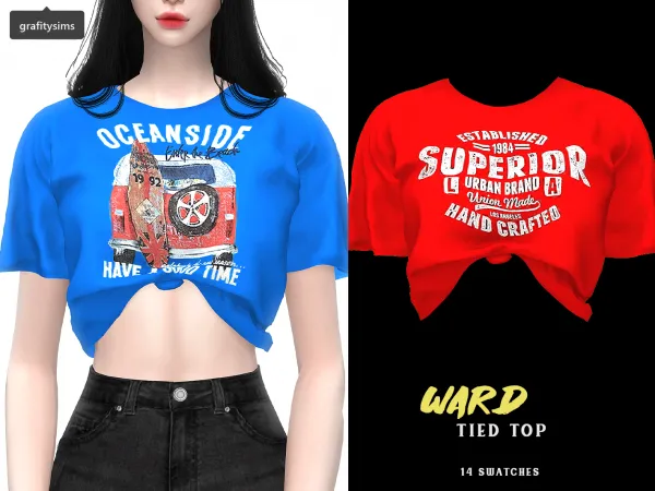 Alpha Ward Tied Top - The Sims 4 Custom Content