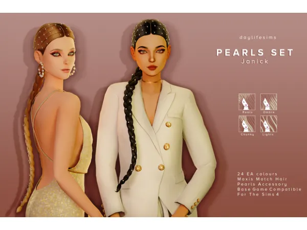 Maxis Match PEARLS HAIR SET Janick by Daylife Sims - The Sims 4 Custom Content