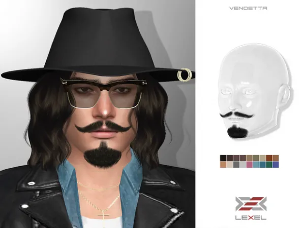 Alpha Vendetta (3D facial hair) by LEXEL - The Sims 4 Custom Content