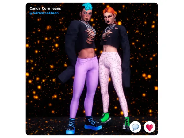 Maxis Match Candy Corn Jeans by AdrasteaMoon - The Sims 4 Custom Content