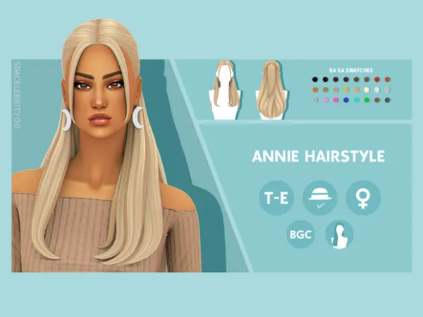 Maxis Match Annie Hairstyle by simcelebrity00 - The Sims 4 Custom Content