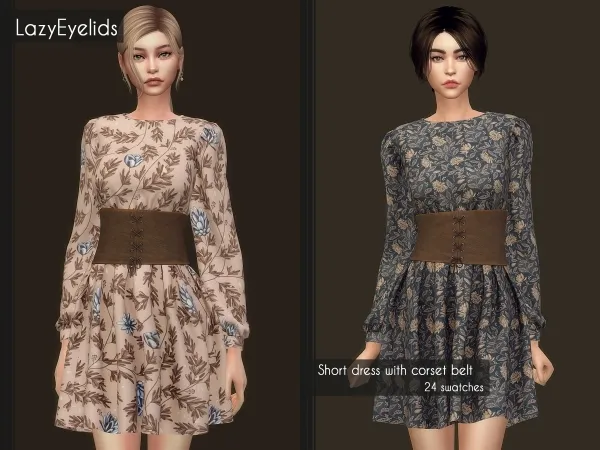Alpha Short dress with corset belt - The Sims 4 Custom Content