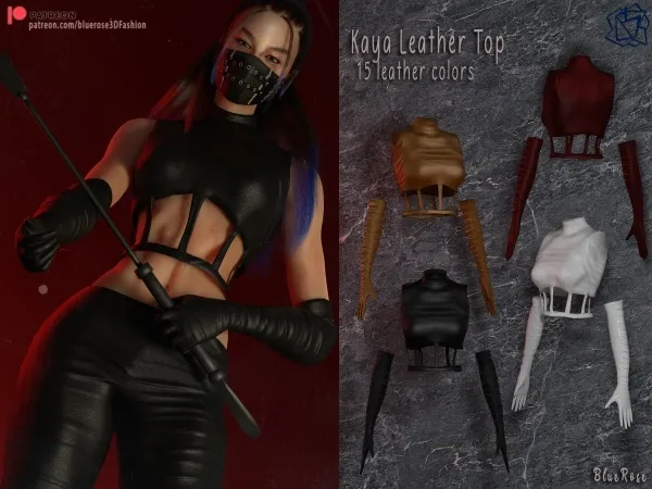 Alpha Kaya Leather Top BRsims - The Sims 4 Custom Content