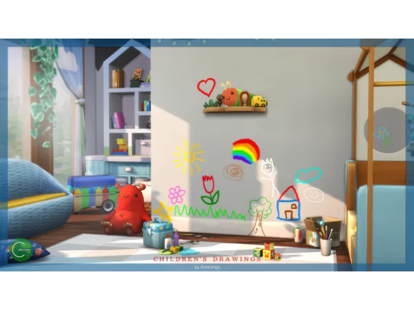 Mix Children's Drawings by Cross Design - The Sims 4 Custom Content