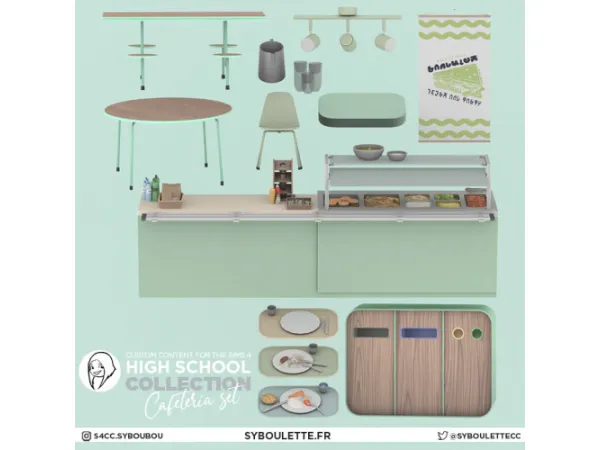 Alpha High School part 3 (Cafeteria set) - The Sims 4 Custom Content