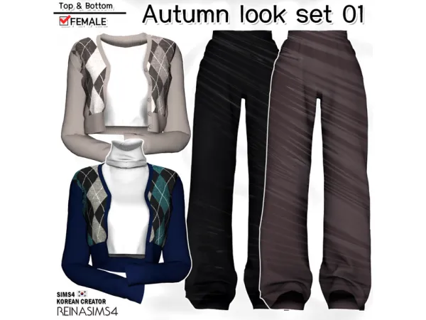 Alpha Autumn look_TopBottom by Reina Sims4 - The Sims 4 Custom Content