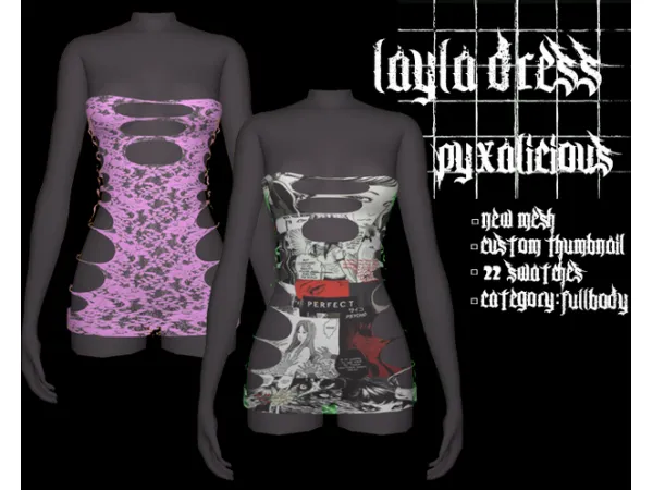 Alpha layla dress by PYX - The Sims 4 Custom Content