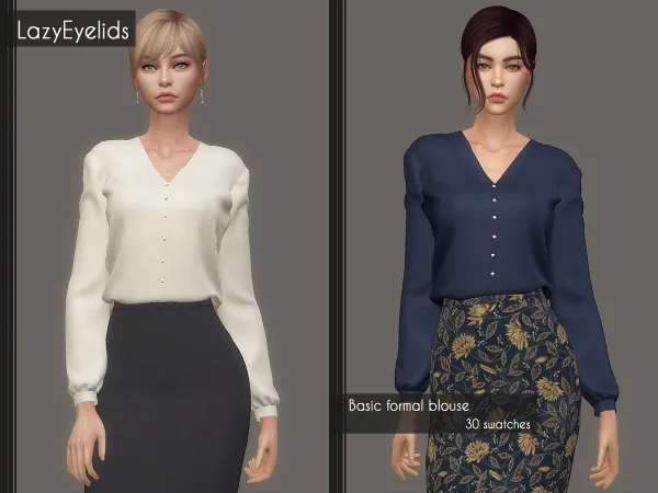 Alpha Basic formal blouse - The Sims 4 Custom Content