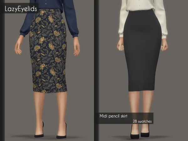 Alpha Midi pencil skirt - The Sims 4 Custom Content