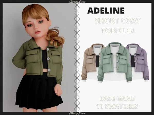 Alpha Adeline Short Coat Toddler - The Sims 4 Custom Content
