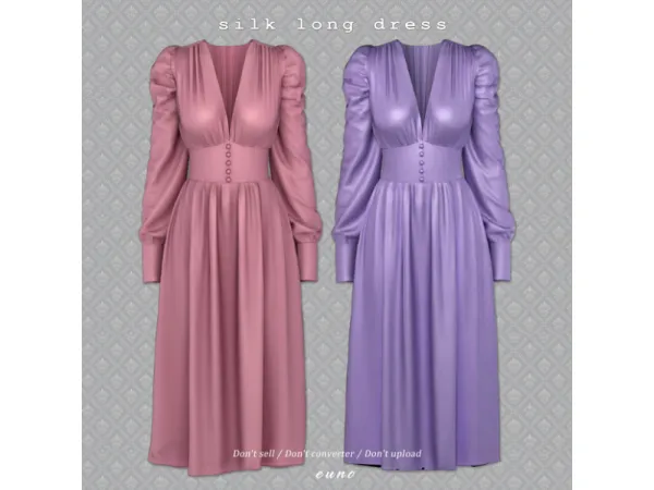 Alpha silk long dress by euno sims - The Sims 4 Custom Content