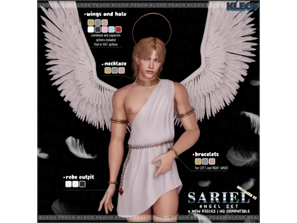 Alpha PEACH Sariel Angel Set by Kleos Sims - The Sims 4 Custom Content