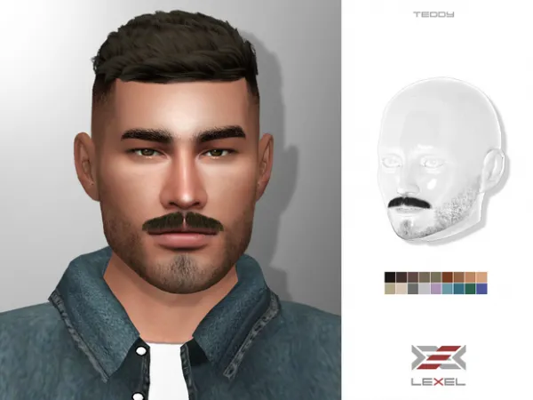 Alpha Teddy (3D facial hair) by LEXEL - The Sims 4 Custom Content