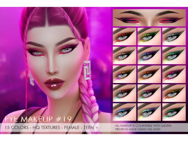 Alpha EYE MAKEUP 19 by JH - The Sims 4 Custom Content