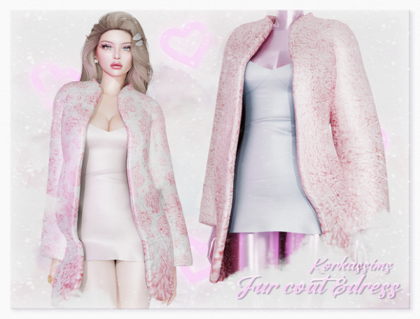 Alpha FUR COAT DRESS by simsfinds - The Sims 4 Custom Content