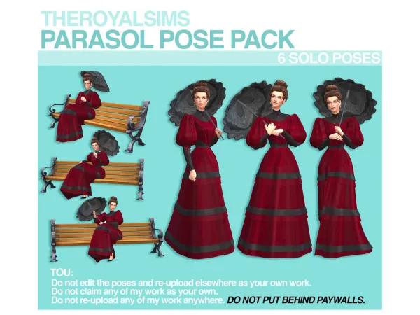 Mix THEROYALSIMS PARASOL POSE PACK - The Sims 4 Custom Content