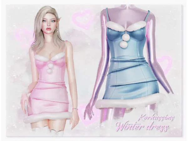 Alpha WINTER DRESS by korkassims - The Sims 4 Custom Content