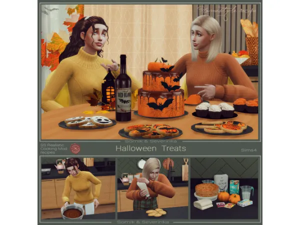 Mix Halloween Treats Set Cake and Cookies by Somik and Severinka - The Sims 4 Custom Content