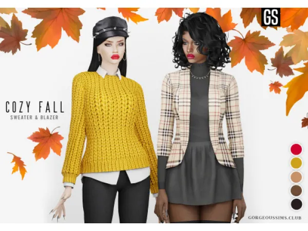 Alpha Cozy Fall Sweater Blazer Set - The Sims 4 Custom Content