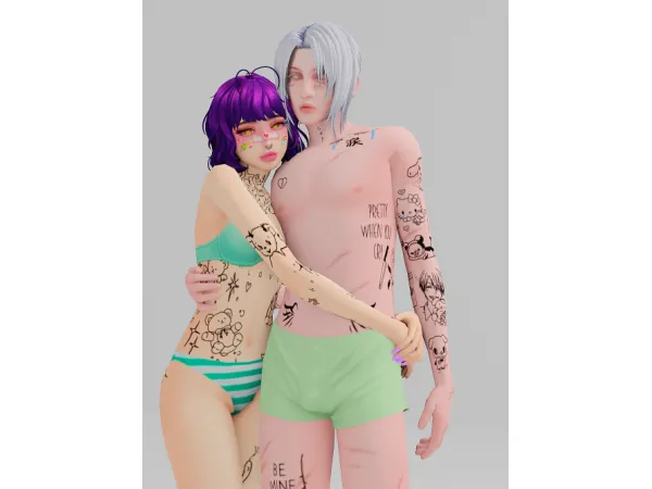 Mix Kanashi Tattoos - The Sims 4 Custom Content