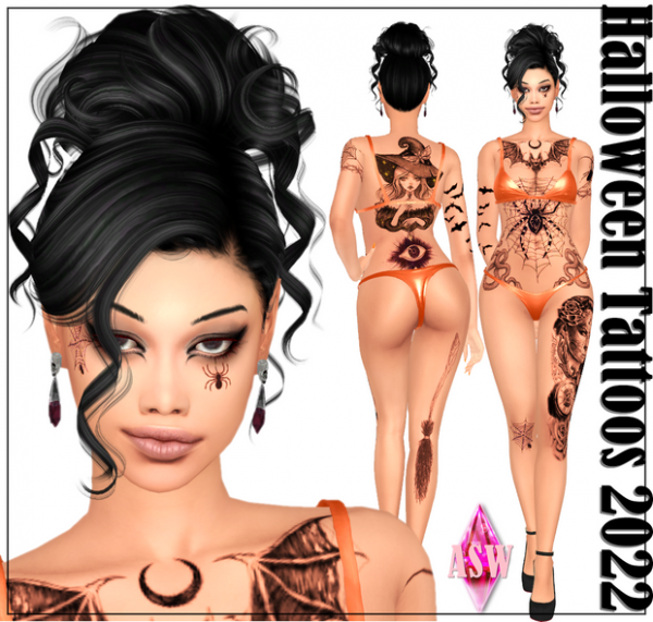 Mix Halloween Tattoos 2022 by simsfinds - The Sims 4 Custom Content
