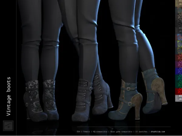 Alpha Vintage boots by shushilda - The Sims 4 Custom Content