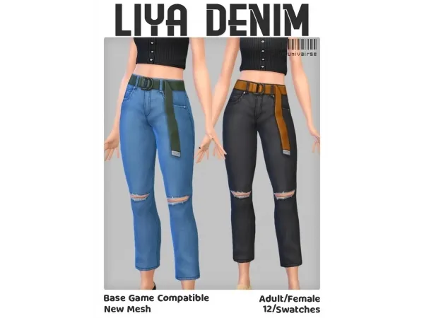 Maxis Match Liya Denim by pixelunivairse - The Sims 4 Custom Content