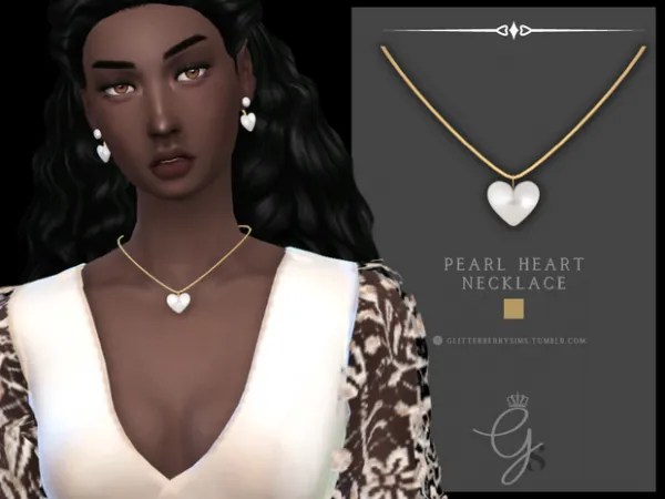 Mix Pearl Heart Necklace by Glitterberry Sims - The Sims 4 Custom Content