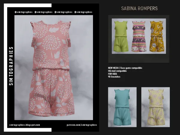 Alpha Sabina Rompers by simtographies - The Sims 4 Custom Content