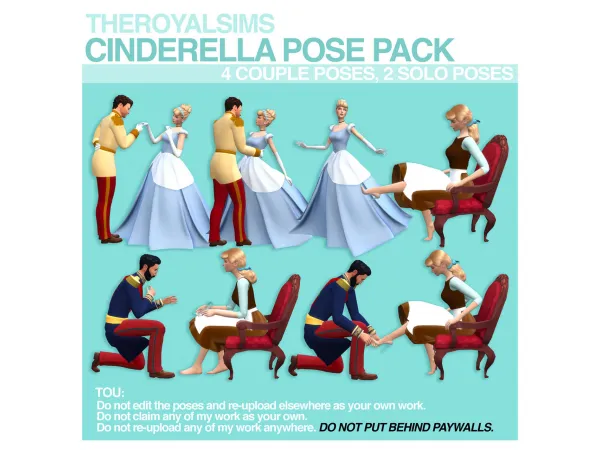 Mix THEROYALSIMS CINDERELLA POSE PACK by The Royal Sims - The Sims 4 Custom Content