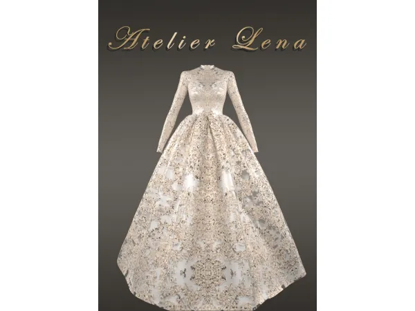 Alpha Estella Dress Set Veil by Atelier Lena - The Sims 4 Custom Content