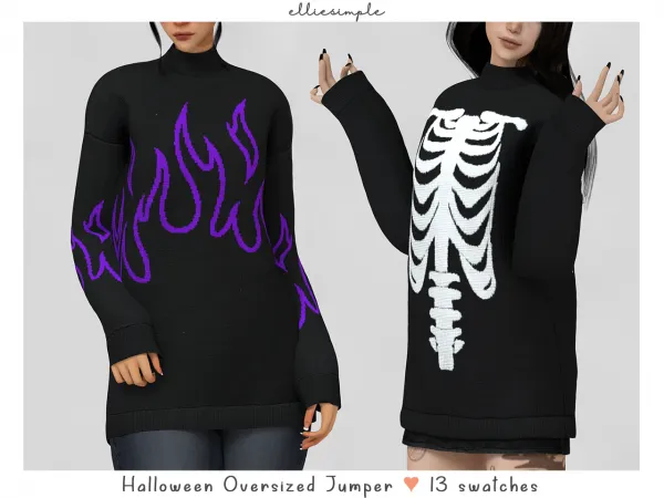 Alpha elliesimple halloween oversized jumper - The Sims 4 Custom Content