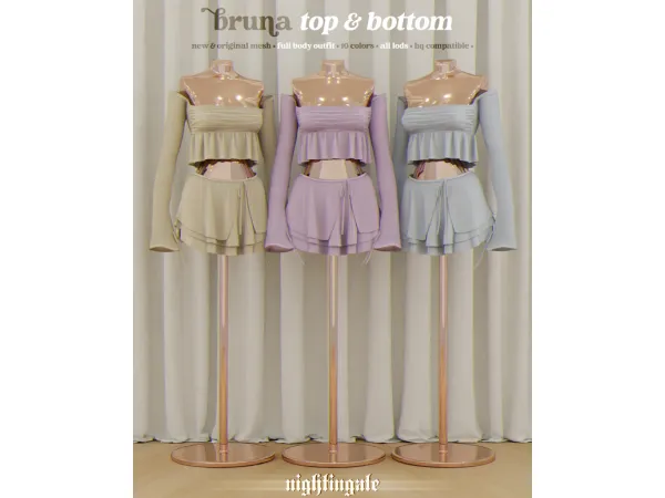 Alpha Bruna Top Bottom by Nightingale Sims - The Sims 4 Custom Content